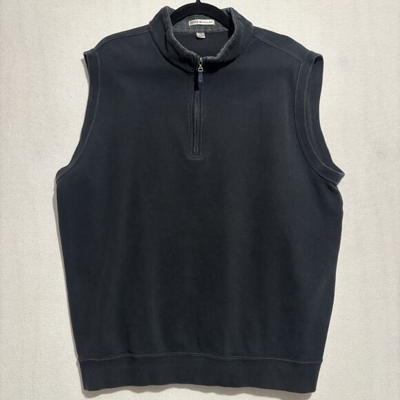 Peter Millar 1/4 Zip Sweater Vest Mens XL Black Sleeveless Golf Pullover VTG - Picture 1 of 9